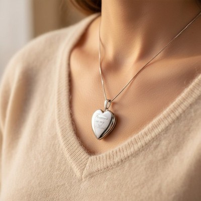 Forever In My Heart Locket Necklace for Women - Personalized Silver & Gold