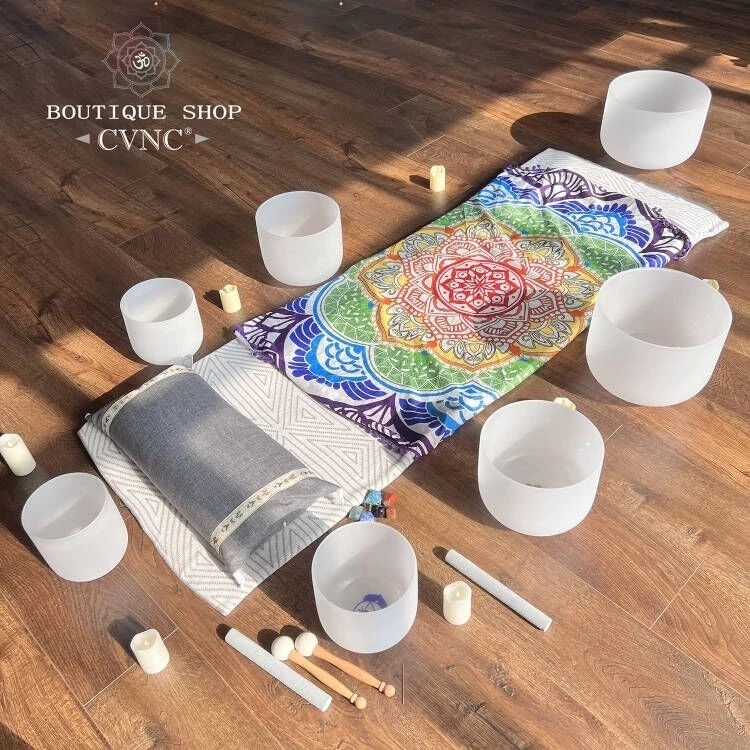 CVNC 432HZ 7 PCS Quartz Crystal Singing Bowls Set Chakra Sound Healing Yoga - Image 2 of 4