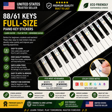 Piano Keyboard Stickers 88/61 Key Silicone Removable Note Labels for Learning