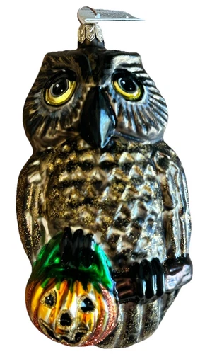 VTG SLAVIC TREASURES  HALLOWEEN Owl Pumpkin ORNAMENT 👻🦇🎃🦉