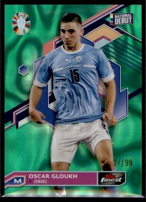 2023 Topps Finest Road to Euro 2024 Oscar Gloukh Green Lava Refractor /99 #41