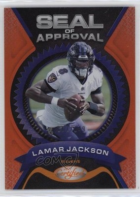 2021 Certified Seal of Approval Mirror Orange 62/149 Lamar Jackson #SA-4 4at