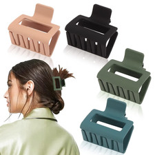4 Pack Hair Clips: 2 Matte Clips, Square Claws for Thin and Thick Hair, Cute for