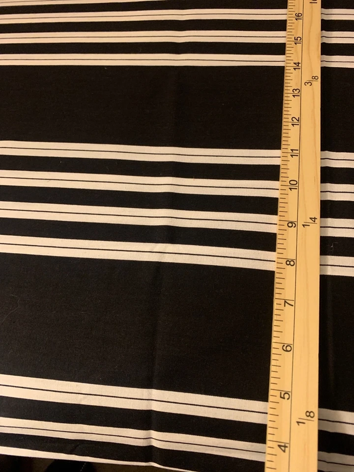 Cranston Black & White Striped Cotton Fabric 1/4 yard x 44" Sewing Craft Project - Image 2 of 4