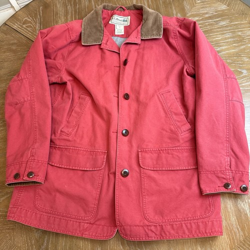 Vintage 90’s L.L. Bean Coat Women’s Large Red Chore Field Barn Corduroy Collar