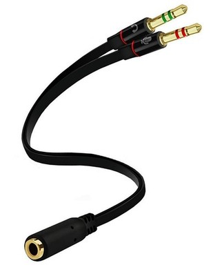 Headphone Splitter For Computer 3.5mm Female to 2 Dual 3.5mm Male Headphone Mic