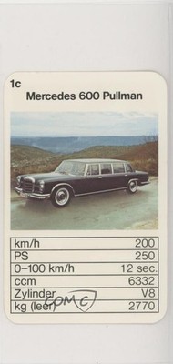 1974 Bielefelder Spielkarten Top Trumpf PS Hits Mercedes 600 Pullman #1c 0q3