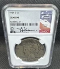 1934 S Peace US Silver Dollar NGC Genuine HAND SIGNED Thomas J Uram Label Year**