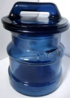 Vintage L.E. Smith Cobalt Blue Milk Can Canister Cookie Jar with lid