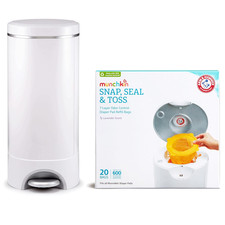 STEP Diaper Pail Powered by Arm Hammer, 1 in Odor Control, Award-Winning,