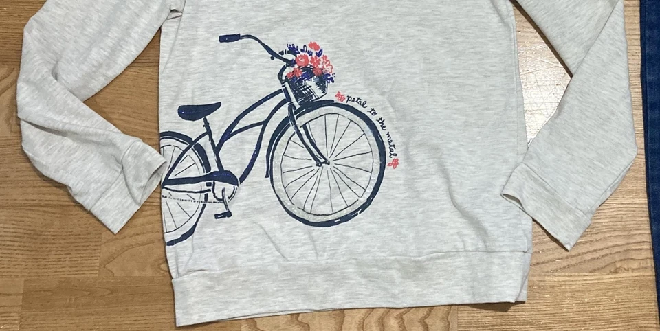Conjunto para niñas Gymboree y Old Navy talla 8 - Top de bicicleta avena con vaqueros usado en excelente estado Foto 4 de 4