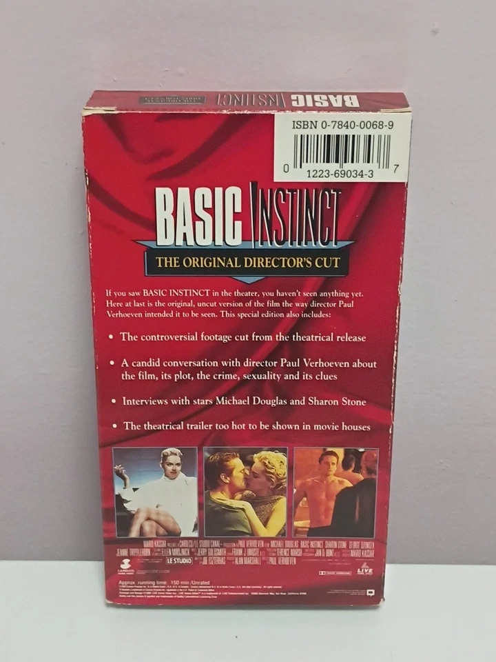 Basic Instinct VHS "The Original Director's Cut" Michael Douglas Sharon Stone 97 - Image 2 of 3