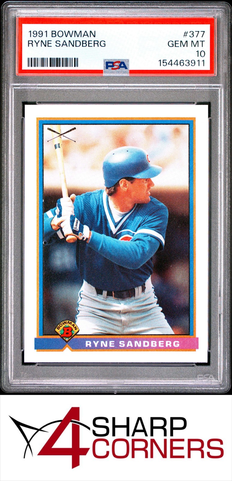 Ryne Sandberg #377 Baseball Cards 1991 Bowman trading card — raw and PSA graded price guide