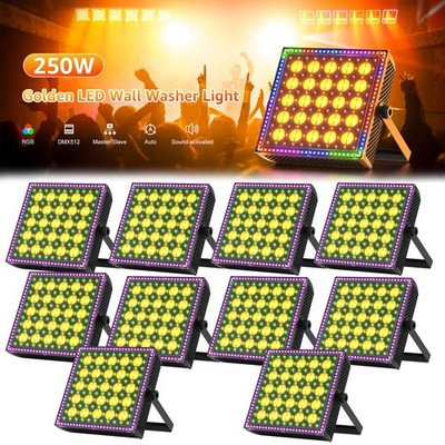 10X 250W Golden LED Wall Washer Light Strobe DMX Stage DJ Beam Light Party Show