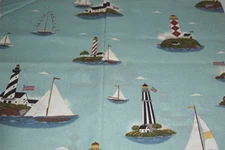 VIP Cotton Fabric by Warren Kimble 'Coastal Collection' Lighthouses 1 1/4 yds