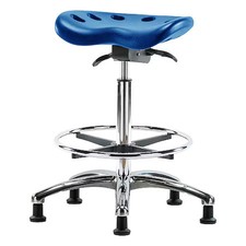 Zoro Select Pthbst-Cr-Cf-Rg-Blu Tractor Stool, Polyurethane, Blue, 23 In To 33,
