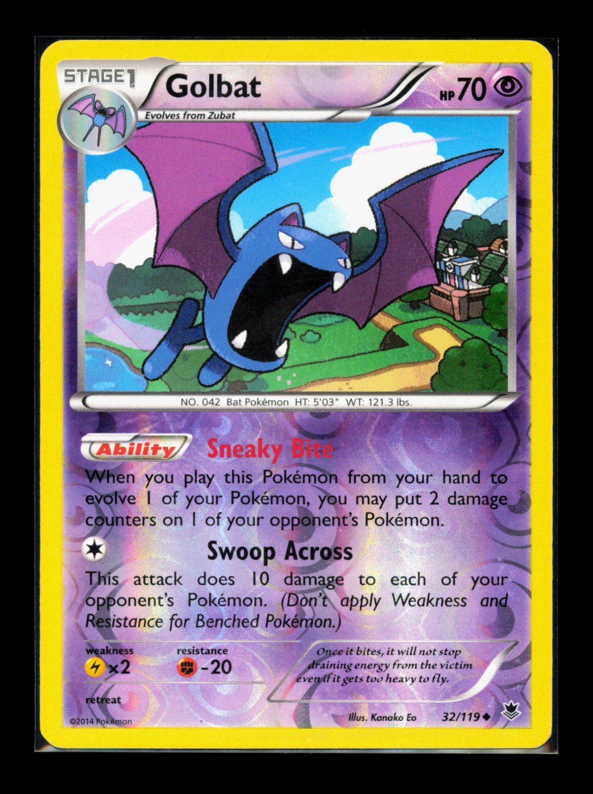 Golbat 32/119 XY - Phantom Forces Uncommon, Reverse Holo Pokémon TCG LP