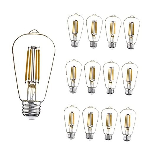 12 Pack LED Edison Bulbs 40w Equivalent, 4 Watt LED Filament 2700K Warm White