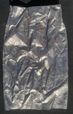 Brochu Walker Esme Metallic Skirt M Mica Silver Vegan Leather Midi Pencil Slit
