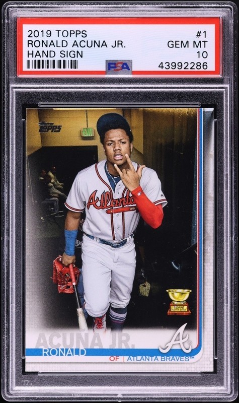 2019 Topps Ronald Acuna Jr #1 Hand Sign SP Variation Rookie Cup PSA 10 GEM MINT