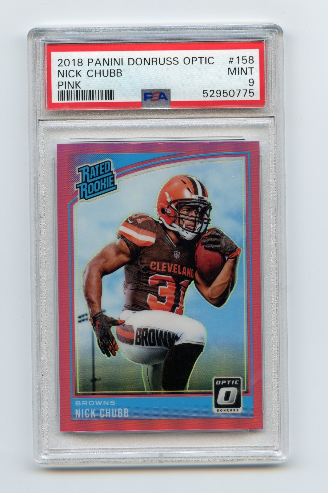 2018 Donruss Optic - Rated Rookie Nick Chubb #158 Pink Prizm (RC)