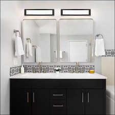 Hampton Bay 24 In Brushed Nickel LED Vanity Light w Matte Black Trim 2700K-5000K