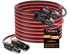 Juego de cables solares 2×50 pies 10AWG con conectores impermeables. Nuevo