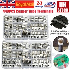 240PCS Copper Tube Terminals Set Battery Welding Cable Lug Ring Crimp Connectors