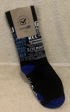 1 Pair Sock Club LINKS THAT RANK Black Blue White Women's Crew Socks 9-11 NWT