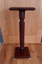 Vintage Mahogany Plant Stand With Brass Feet  69cm Tall Pillar Detail 