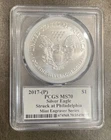 2017-P  Silver Eagle  PCGS MS70 Struck at Philadelphia Mercanti Signed