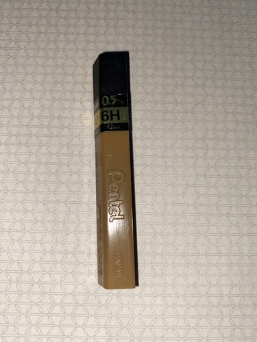1 Tube (12 Leads) PENTEL 0.5mm 6H Mechanical Pencil Lead Refills 60mm R