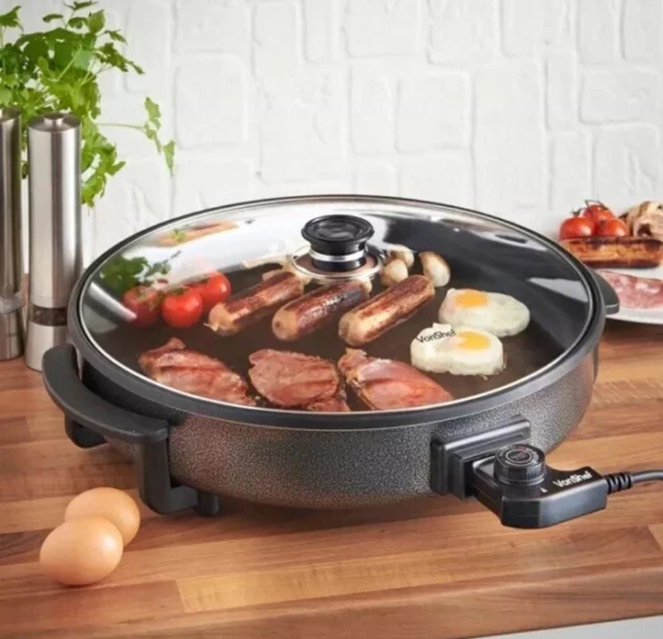 Multi Cooker w/ Lid 6L – VonShef 42cm Electric Frying Pan Temp Control – 1500W - Image 2 of 4