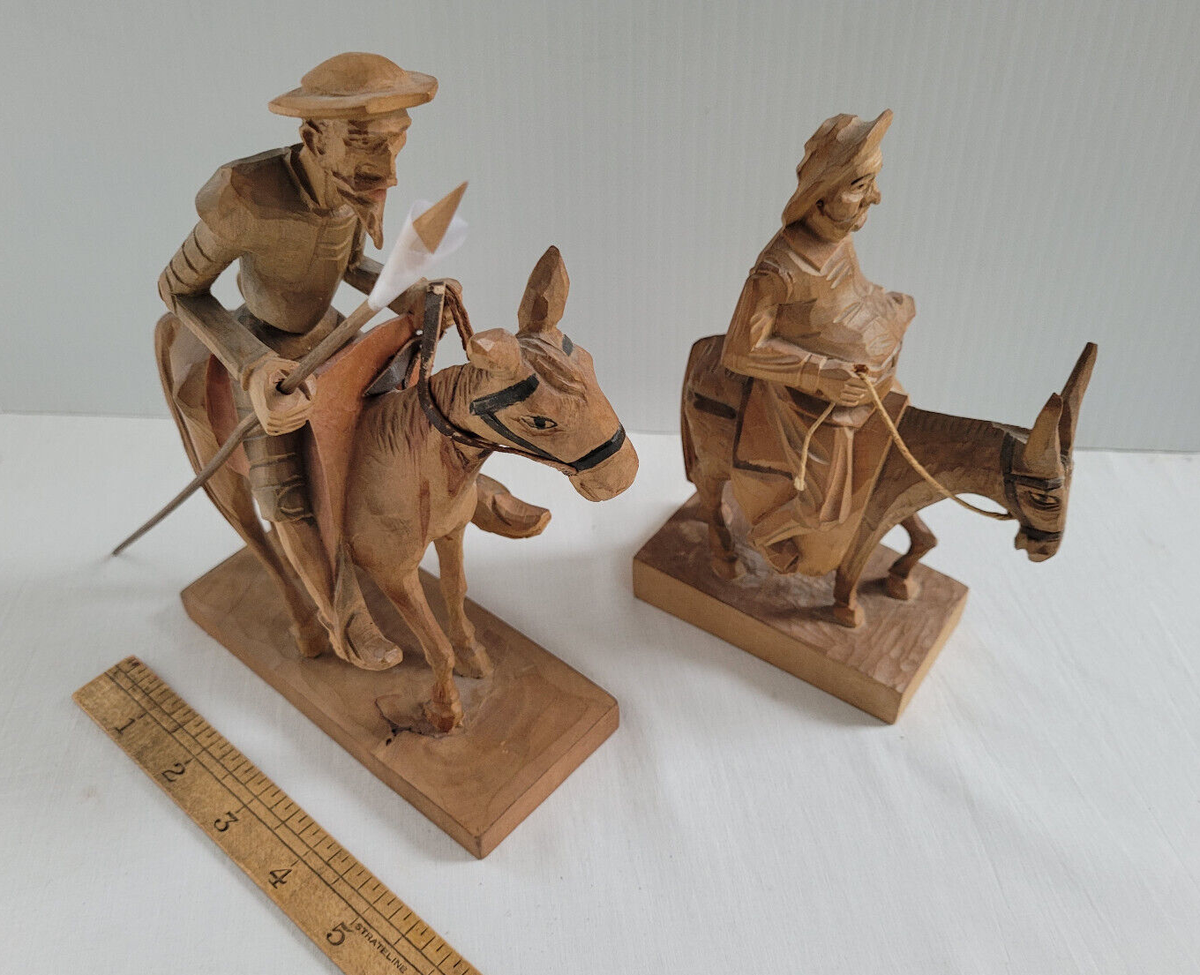 Vintage OURO Don Quixote Sancho Panza on Horse / Donkey Hand