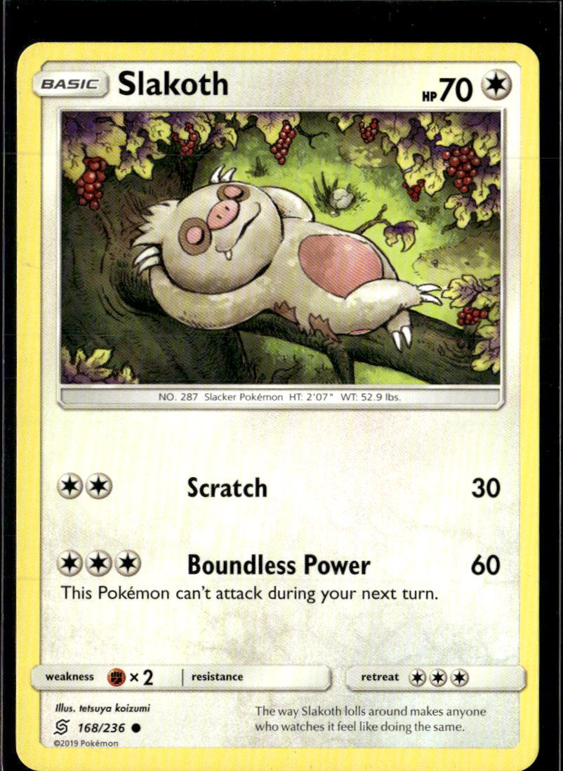 Pokemon Slakoth 168/236 Unified Minds Non Holo Common  2 Card Lot