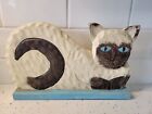 blue- eyed siamese cat carved wood decor