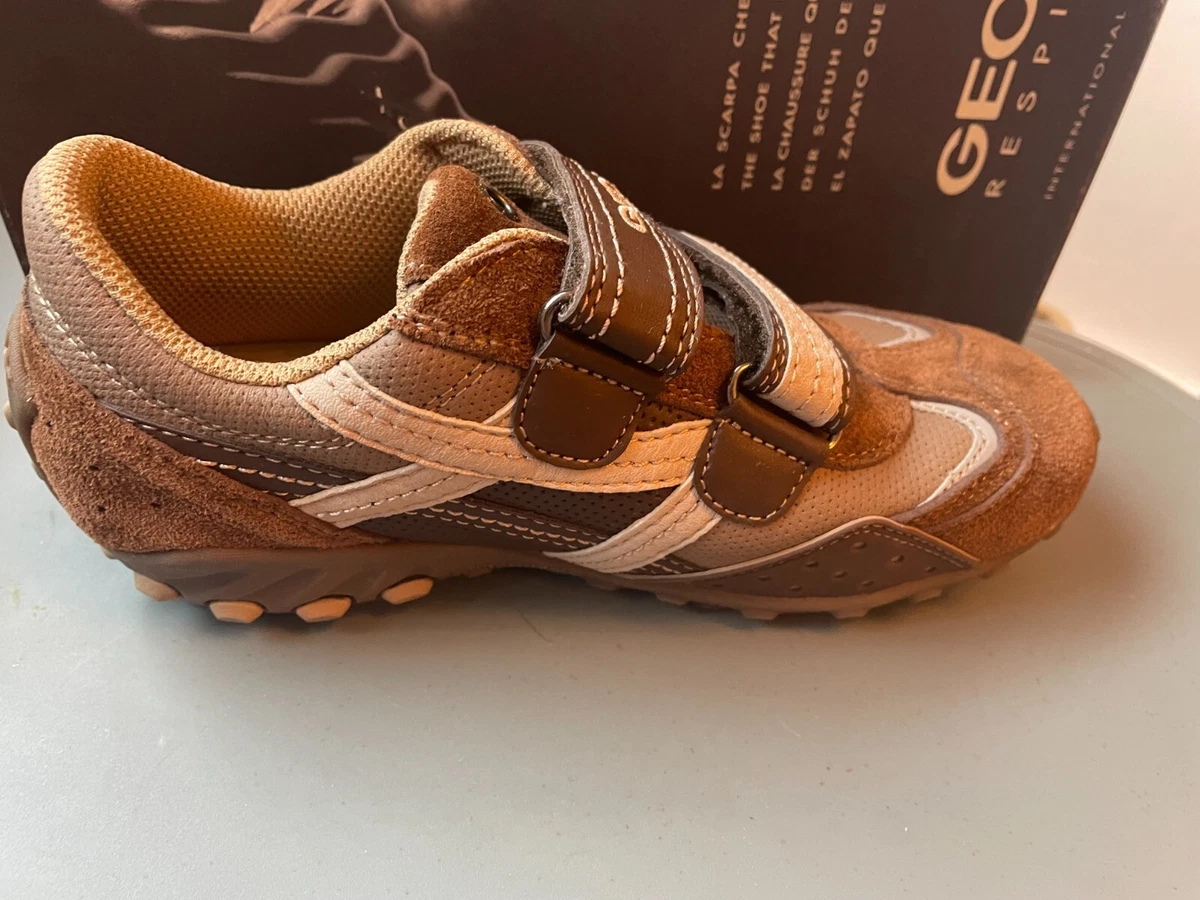 GEOX BOYS J VENOM U OILED GEOBUCK SUEDE BROWN BEIGE UK 2.5 RRP