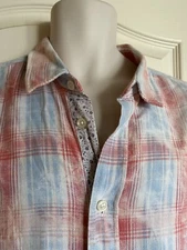 BOSS HUGO BOSS ORANGE Pink Blue White PLAID SOFT Cotton MENS XL