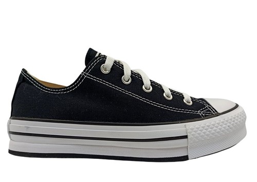 Scarpe donna Converse all star 272857C sneakers basse platform chuck tela  nere | eBay