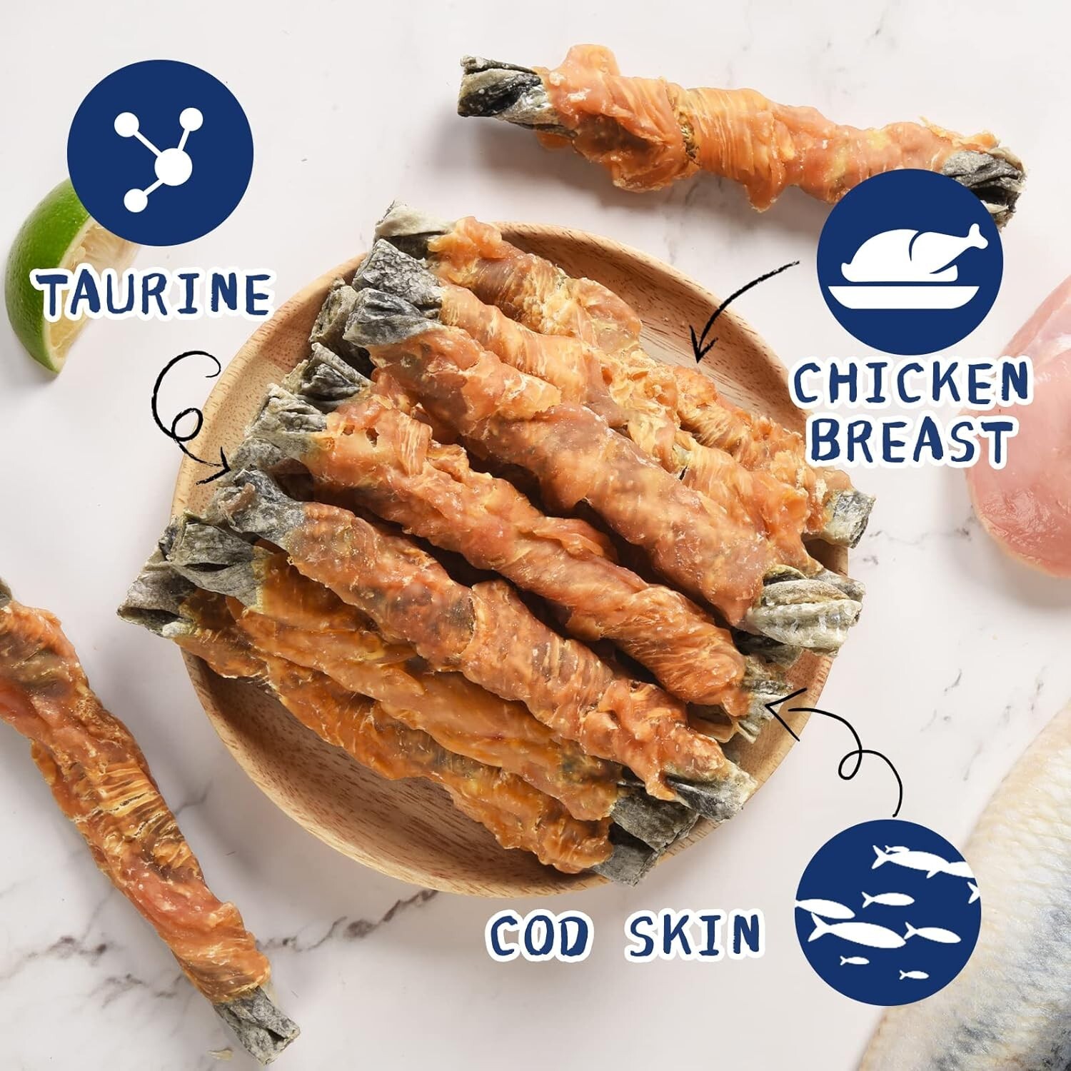 Chicken Wrapped Cod Skins Dog treats Training Treat for Small Dog