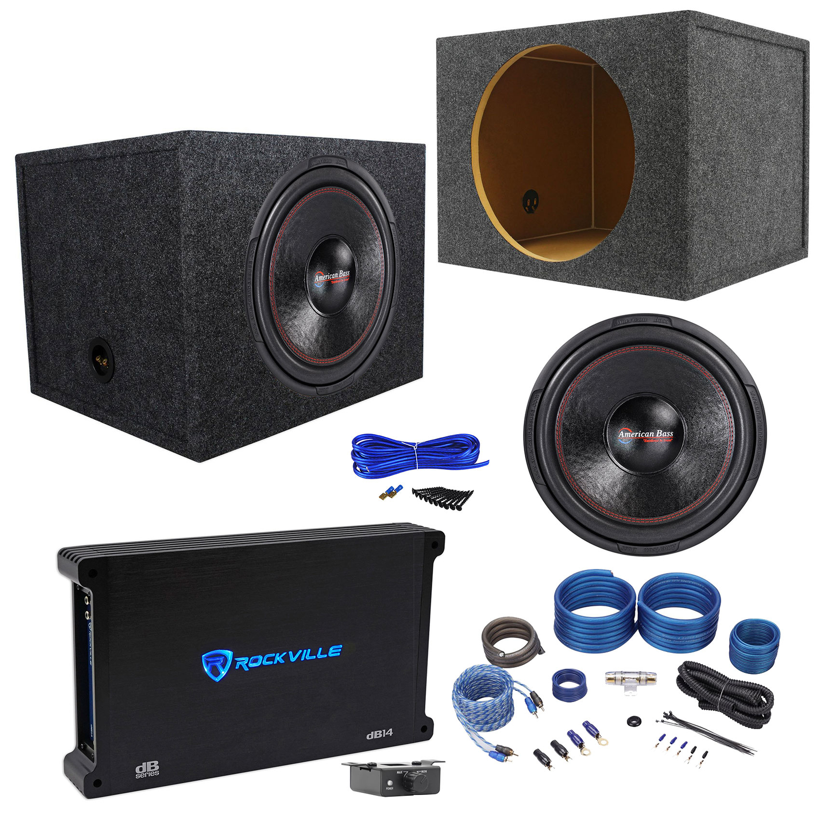 Сабвуфер American Bass XD-1544 мощностью 2000 Вт 15 + Герметичный саб-бокс + моноусилитель + Провода