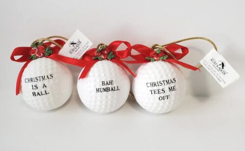 Vintage Kurt Adler Christmas Golf Ball Ornaments Set Of 3 NEW Novelty  - Afbeelding 1 van 5