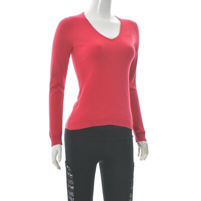 GANT Premium Cotton Women's Solid Pink V-Neck Sweater Shirt Long Sleeve Size XS