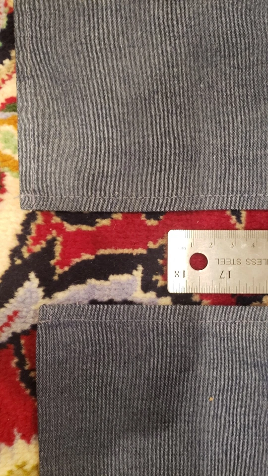 2 Gray Cloth Napkins or Placemats Restaurant Style Size20x16 Navy Serge Trim - Image 3 of 4