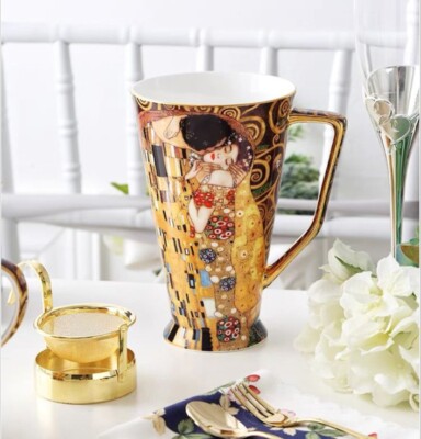 Klimt Kiss Coffee Mug Porcelain 400ml Tea Cup Fine Bone China Birthday Gift  | eBay