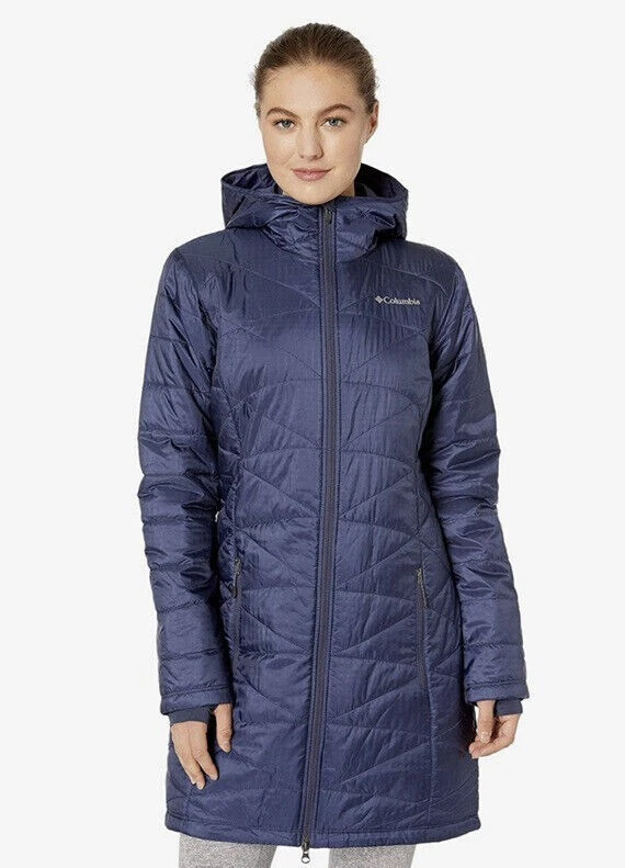 Chaqueta Columbia Mighty Lite con capucha Omni Heat para mujer, talla S, azul oscuro, nueva con etiquetas Foto 2 de 4