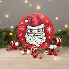 Handcrafted Johanna Parker Retro Christmas Santa Wood Cutout Out 8"