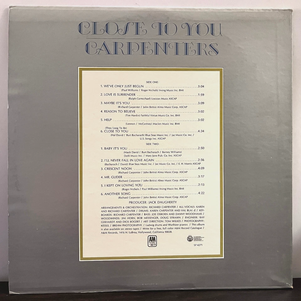 CARPENTERS - Close To You (1970) - 12" Vinyl Record LP - EX Foto 2 de 3