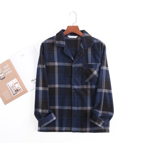 Men's Pajamas Set 100% Cotton Sleepwear Long Sleeve Button Top Pants Nightwear - Picture 28 of 70
