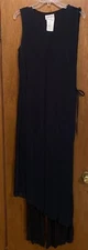 NOS VTG Apart Impressions 8 Jumpsuit Overlay SILKY Rayon Black Blue NWT Spiegel